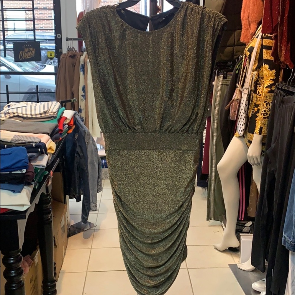 Privy black and gold shimmer dress new with tags